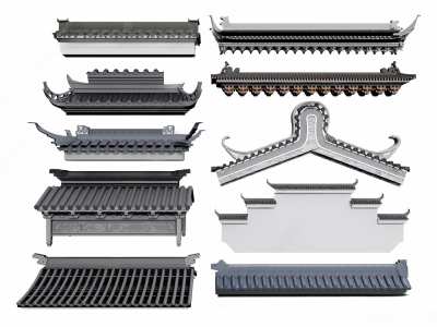 中式建筑构件3D模型下载